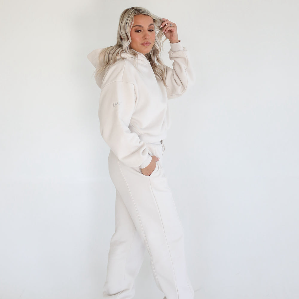 Plush Drawstring Sweatpants - Vanilla Cream